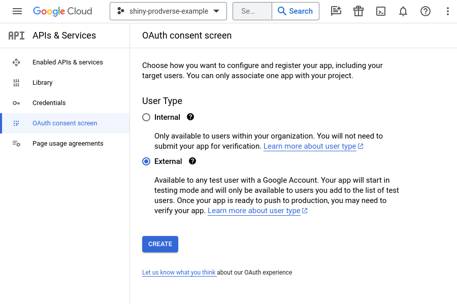 Create an OAuth consent screen