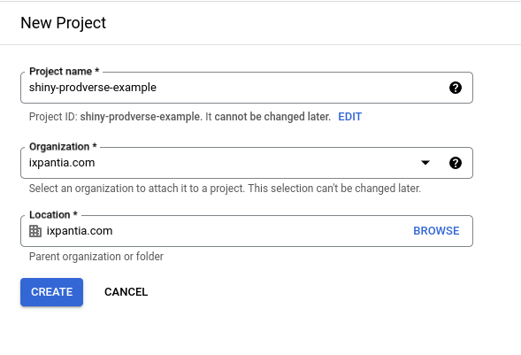 Create a GCP project